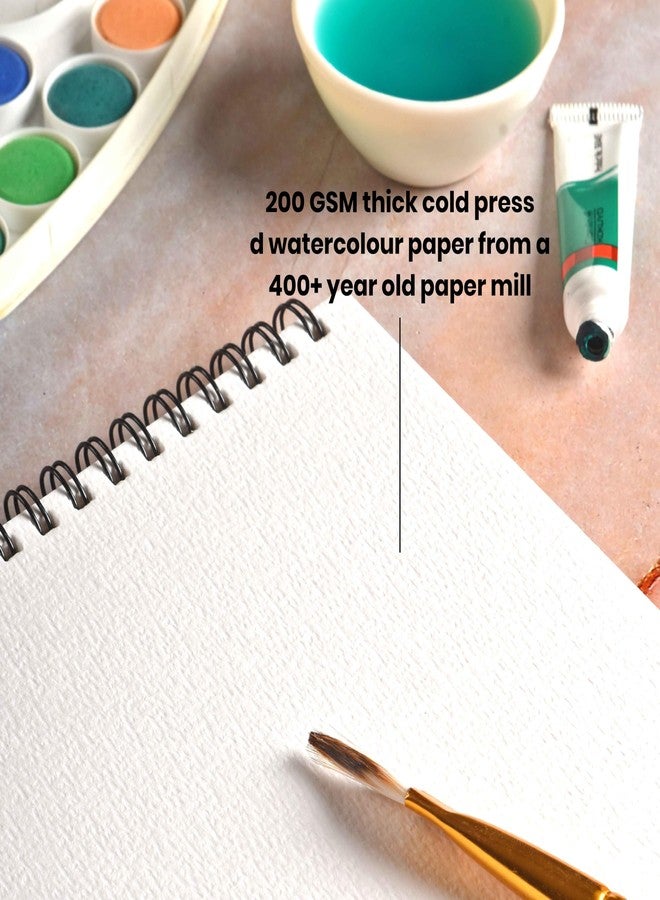 Scholar Watercolor Pad - 200 GSM Cold Pressed Special Watercolour Paper | Wire-O Bound Artist Pad for Watercolour, Ink, Washes & Mixed Media (A5) - Image 4